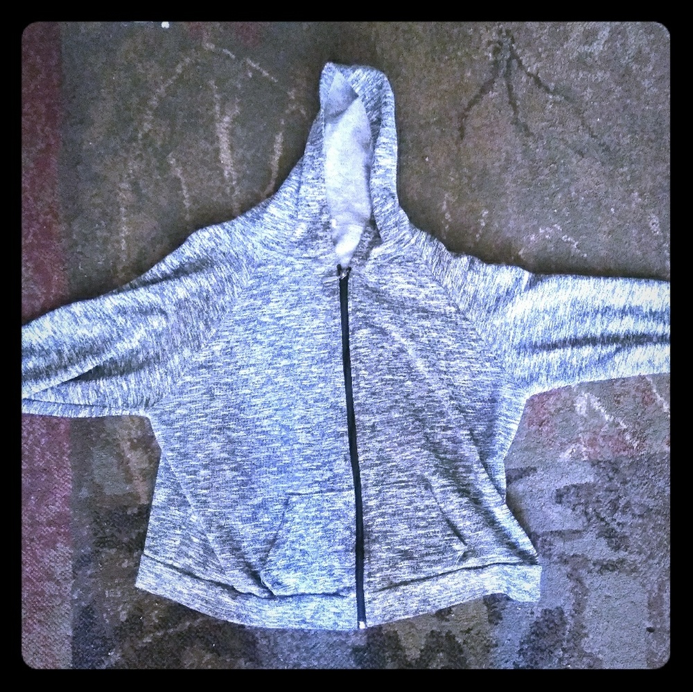 Hooded long sleeve zip up jacket